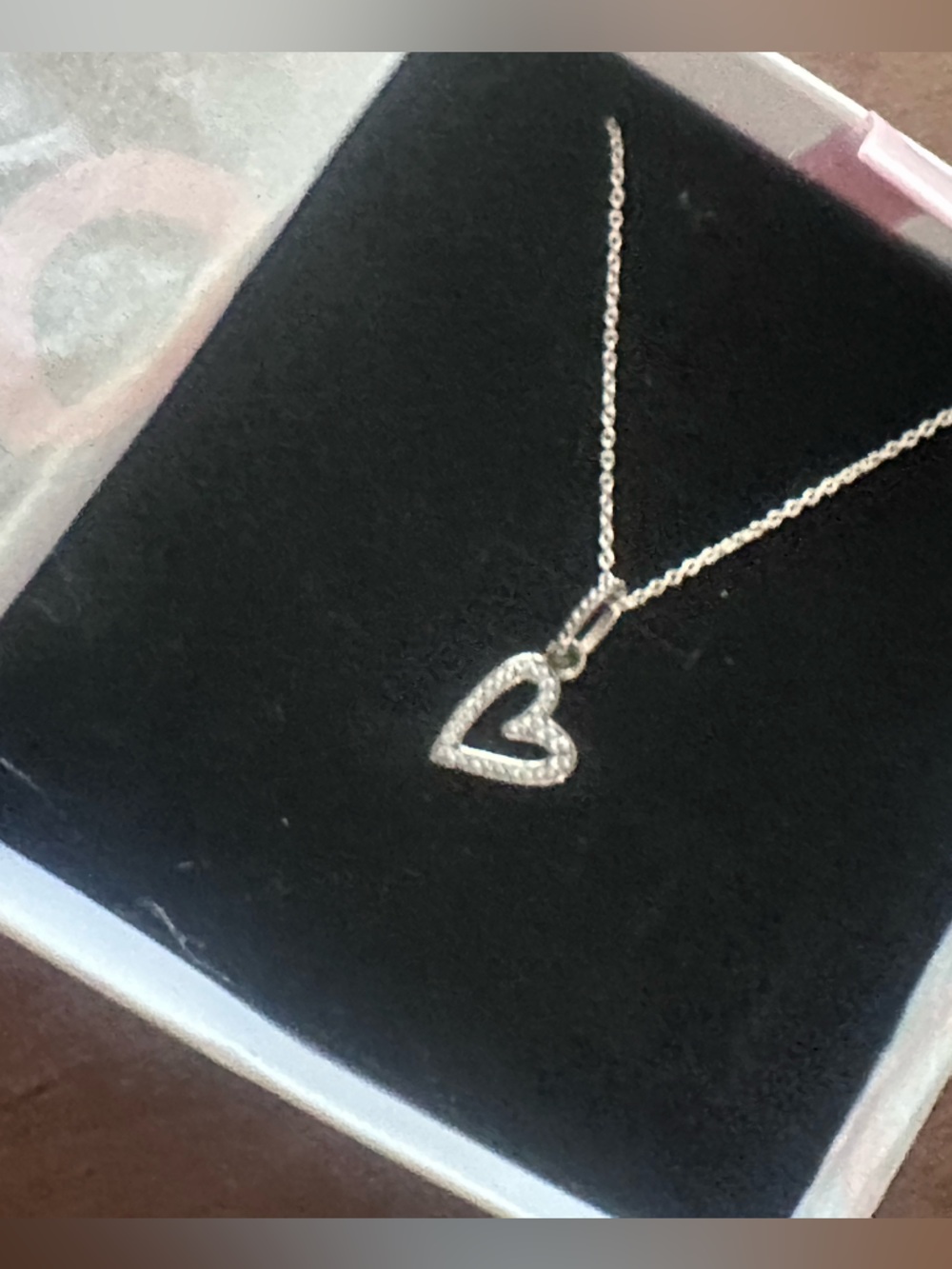 Pandora Sterling Silver Sparkling Freehand Heart Necklace